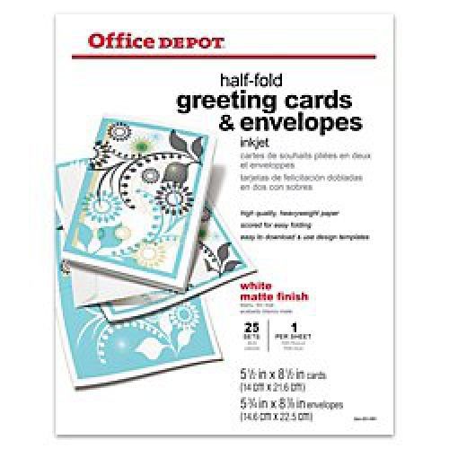 Office Depot(R) Brand Premium Greeting Cards, Half-Fold Matte, 8 1/2In. X 11In.,