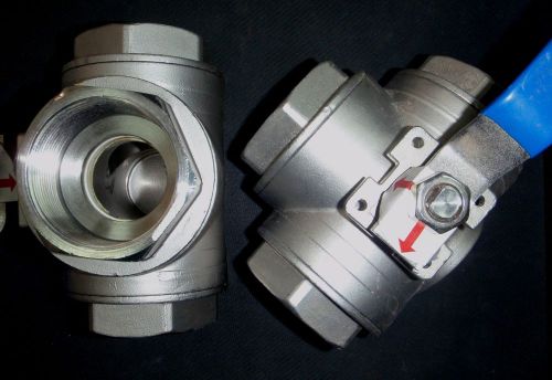 Stainless 3 way  ball valve  1 1/2&#034; npt reduced port  t for sale