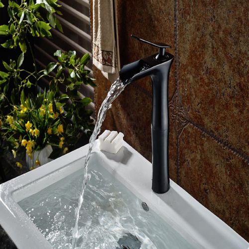 Waterfall Sink Faucet Oil-rubbed Bronze Basin Mixer Tap Vessel Faucet Deck-mount