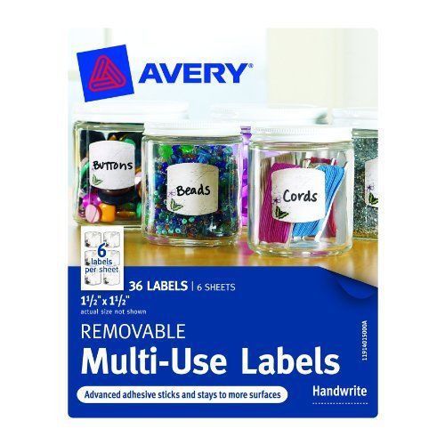 NEW Avery Removable Multi-Use Labels  1.5 x 1.5 Inches  Pack of 36 (40150)
