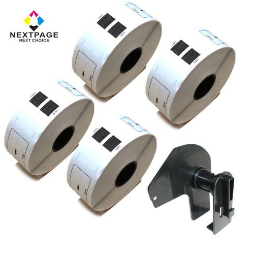 4 Rolls compatible for Brother DK-1201(1-1/7&#034;x3-1/2&#034;) with 1 Reusable Cartridge
