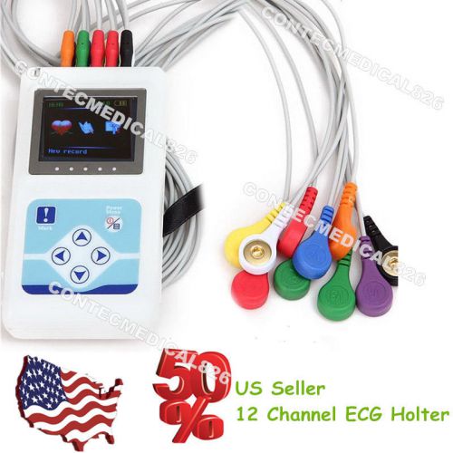 FDA US Seller 12 Channel 24 Hours ECG EKG Holter Analyzer Recorder Free Software