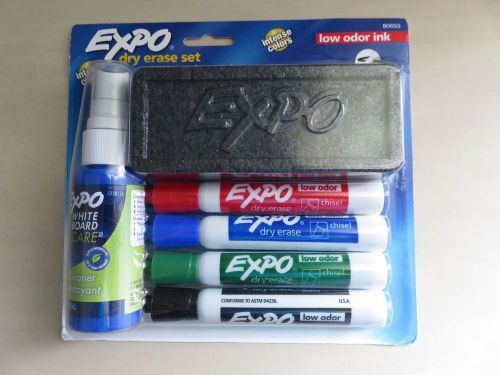 EXPO Dry Erase Set with 4 Intense Color Markers, Cleaner, and Eraser