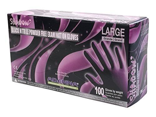 Adenna shadow 6 mil nitrile powder free exam gloves (black, large) for sale
