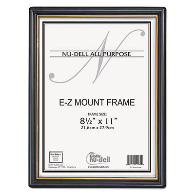 Ez mount document frame with trim accent, plastic, 8-1/2 x 11, black/gold for sale