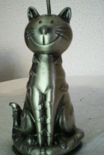 Whimsical Silver Cat ,Clip, Picture, Recipe, Note Holder