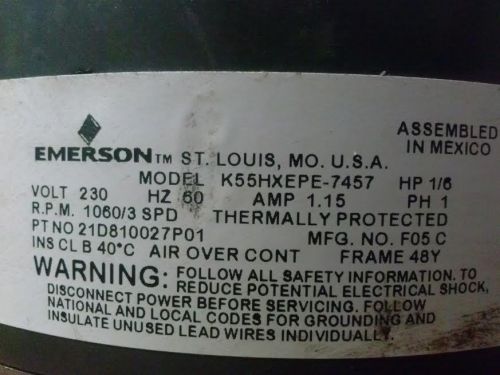 EMERSON BLOWER MOTOR  K55HXEPE-7457      (1044)