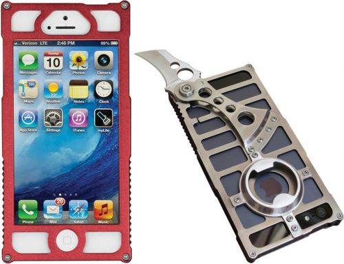 TCAP1R Tacticall Alpha 1 Red Iphone 5 Case W/ Knife &amp; Bottle Opener Measures App