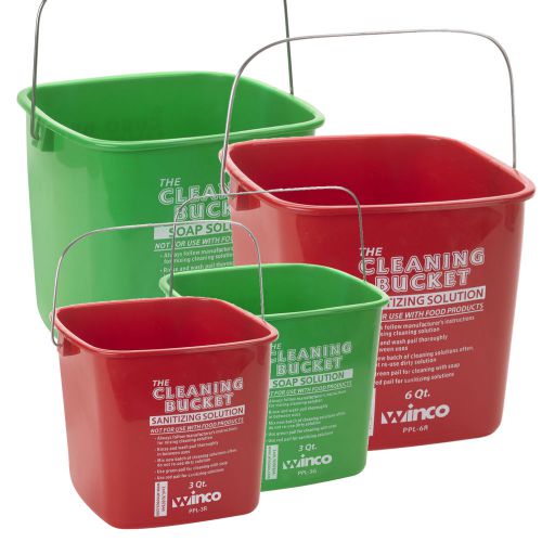CLEANING BASKET PPL 3/6 Qt QUARTS GREEN RED JANITORIAL SANITIZING SOLUTIONS 3/6G