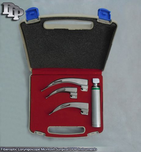 Fiberoptic Laryngoscope Mcintosh Set Of 3 Pcs Surgical DDP Instruments
