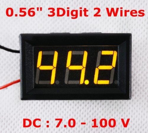 SMAKN? 2 Wires Dc 7-100v YELLOW LED Panel Digital Display Voltage Meter