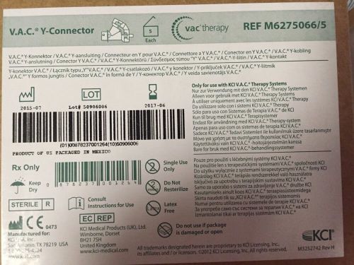 5 Individually Sealed KCI V.A.C Y-Connector (Vac Therapy)