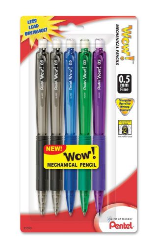 Pentel Wow Mechanical Pencil 0.5mm Assorted Barrels 5 Pack (AL405BP5M)