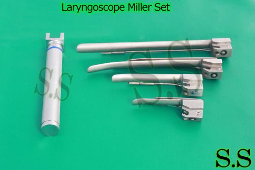 Laryngoscope Miller Set (1 handle AA, 4 Miller Blades )