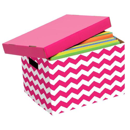 1pce Cheveron Design Marbig Patterned Archive /Craft Box Pink and White