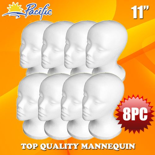 8PCS 11&#034; STYROFOAM FOAM MANNEQUIN MANIKIN head wig display hat glasses