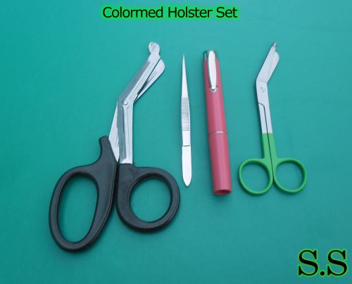 Colormed HolsterSet Black EMT Diagnostic Red Pen +Green Lister Bandage Scissors