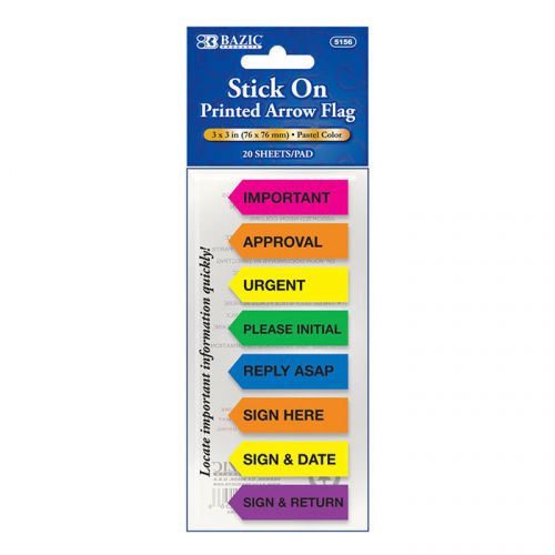 BAZIC 20 CT 0.5&#034; X 1.7&#034; Printed Arrow Flags (8/Pack) of-24