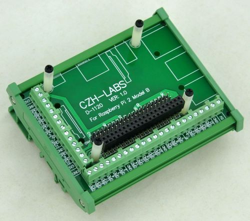 Din rail mount screw terminal block adapter module, for raspberry pi 2 model b. for sale
