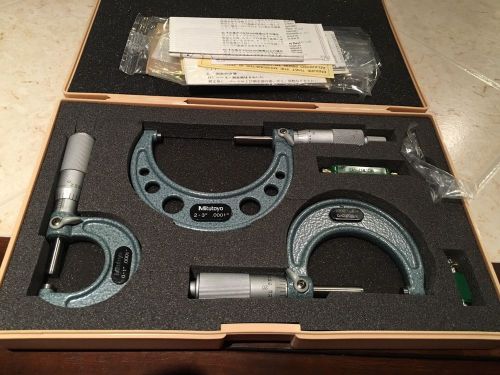 Mitutoyo 103-922 Outside Micrometer Set With Standards. 0-3&#034; Range. 3 Piece Set