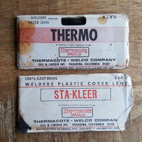 Vtg Thermo  2&#034;X 4.25&#034; Welders Filter Lens Shade T10H + Sta-Kleer Plastic Cover