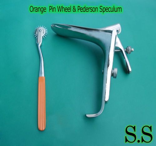 Pederson Vaginal Speculum Lrage Orange Colour Pin wheel Gynecology Instrument
