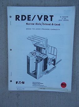 1971 eaton electric lift truck operation parts manual rde / vrt narrow aisle  l for sale