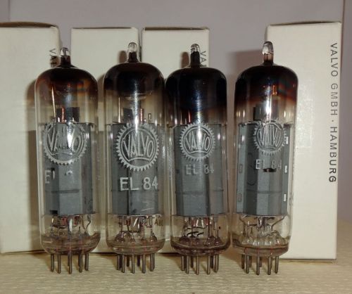 4 tubes Valvo disc getter  EL84 6BQ5  (1256)  matched quad from 50s Hamburg made