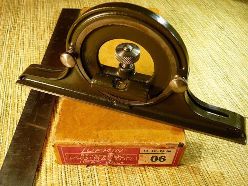 Vintage Lufkin Protractor Head Olive green NEW IN BOX &amp; 12&#034; No 4 Grad Steel Rule