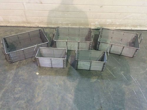 One lot of 5 stainless steel wire mesh baskets