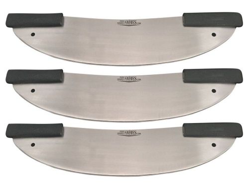 Set of 3 - 19” Pizza Rocker Knives Double Handle Slicer Food Service Knives New!