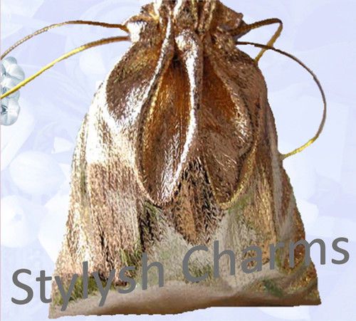 METALLIC GIFT POUCH GOLD TONE Perfect for Gift Giving Italian Charms GP002