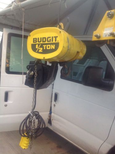 Budgit 1/2 ton electric chain hoist 220 three phase beh5016 w/ trolley for sale