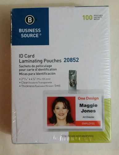100 Business Source 20852 Laminating ID Card Pouches, 11.5&#034;x17.5&#034;, 5Mil, Clear