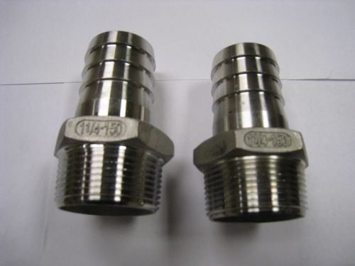 2 x hose barb fitting 1-1/4&#034; mnpt x 1-1/4&#034; hose id 316 stainless steel for sale