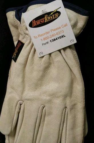 NWT GRAINGER HORSEPOWER PIGSKIN LEATHER DRIVING GLOVES XL WHITE