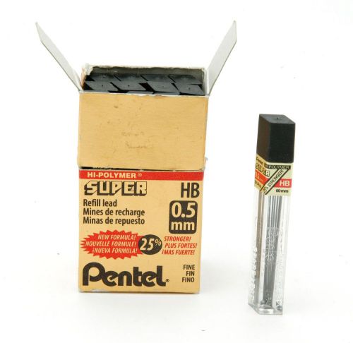 Pentel Super Hi-Polymer Refill 0.5mm Fine HB 12x12=144 Pieces of Lead. Unused.