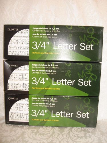 3 Boxes (954 pcs) Quartet 3/4&#034; Plastic Letters Numbers Symbols Pin Style Signage