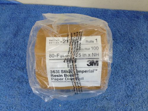 3M Abrasive 5&#034; Stikit 363I PSA 80 - F Grade Sanding Gold Paper Disc Roll of 125
