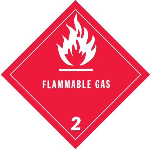 FLAMMABLE GAS, Hazard Class 2 D.O.T. Shipping Labels, 4&#034; x 4&#034;, Roll of 500