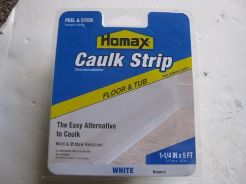 BRAND NEW Homax 34030 Tub and Floor Caulk Strip, 1-1/4&#034; X 5&#039;, White #30