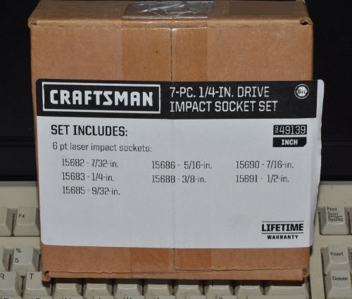 Nos usa craftsman 7pc 1/4&#034; drive impact socket set 6-point sae inch 9-49139 for sale