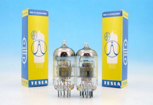 PCC88 TESLA TESTED &amp; MATCHED PAIR Double Triode Clamp Grid VHF TUBES / 7DJ8