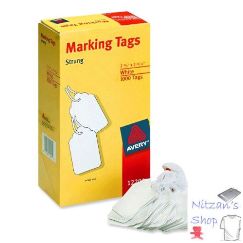 Avery White Marking Tags Strung 2.75 x 1.68 Inches Pack of 1000 (12201) Avery