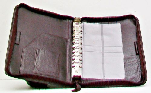 FRANKLIN COVEY Burgundy 7 Ring Leather Planner Organizer Zipper Binder Made USA
