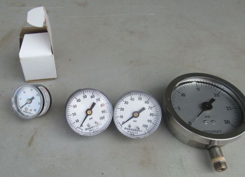 LOT 4 USED ASHCROFT GAUGES - AISI316 and 221-03 and TWO 595-06 - AS IS