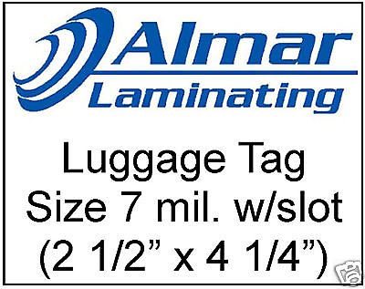 100 luggage tag size laminating pouches  7 mil. w/slot for sale