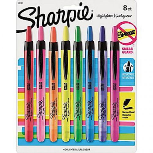 Sharpie accent retractable pocket highlighters, chisel tip, assorted colors, 8pk for sale
