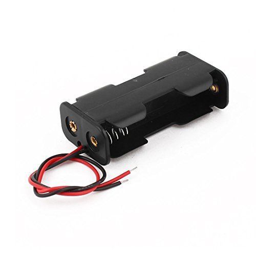 14.5cm Wire Leads Double Layers Black 2x1.5V AA Battery Case Holder