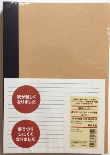 MUJI Notebook A5 6mm Rule 30sheets - Pack of 5books [5colors Binding]